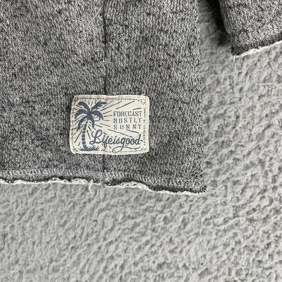 Life Is Good Sweater Womens Medium Hoodie Pullover Long Sleeve Beach Terry Gray - Picture 4 of 9